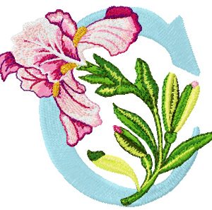 Iris Letter C embroidery design