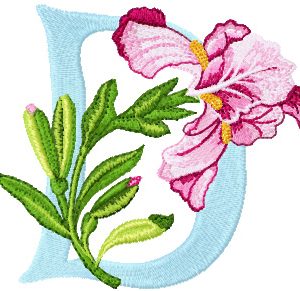 Iris Letter D embroidery design