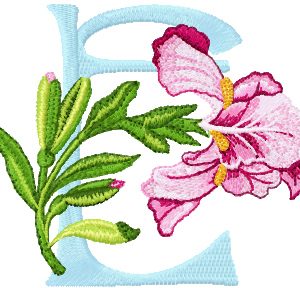 Iris Letter E embroidery design