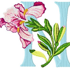 Iris Letter N embroidery design