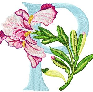 Iris Letter P embroidery design