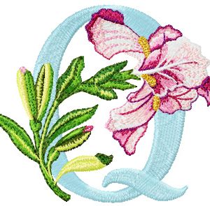 Iris Letter Q embroidery design
