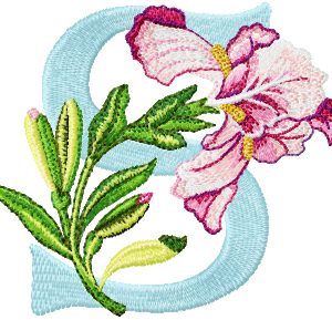 Iris Letter S embroidery design