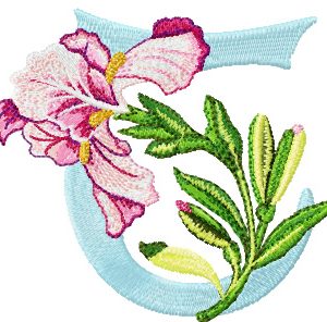 Iris Letter T embroidery design