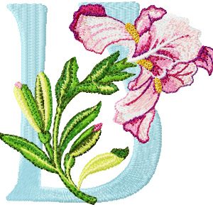 Iris Letter U embroidery design