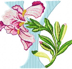 Iris Letter Y embroidery design