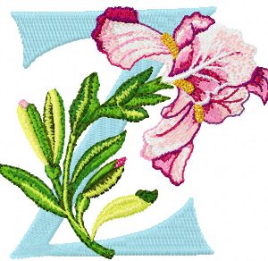 Iris Letter Z embroidery design