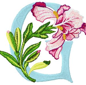 Iris Letter G embroidery design