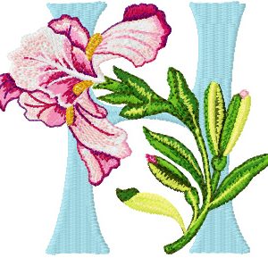 Iris Letter H  embroidery design