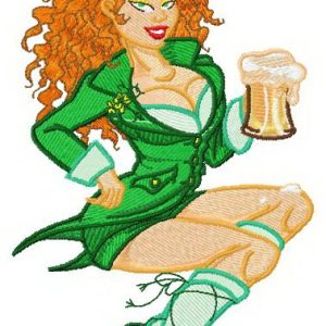 Irish beer girl embroidery design