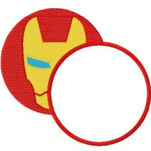Iron Man round monogram embroidery design