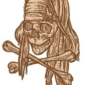 Jack Sparrow's skull embroidery design