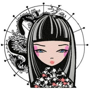 Japanese girl 4 embroidery design