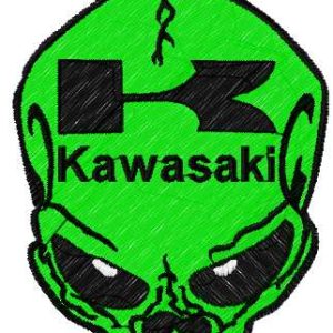 Kawasaki skull logo embroidery design