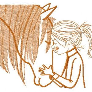 Kid and horse embroidery design