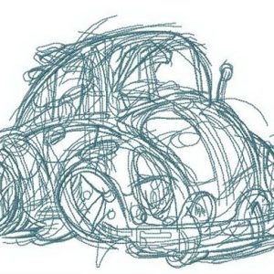 Kid's drawing of tiny car embroidery design