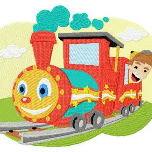Kid's train embroidery design