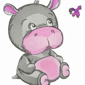 Kind baby hippo embroidery design