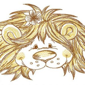 Kind lion muzzle embroidery design