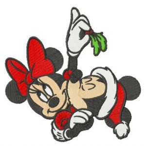 Kiss under mistletoe embroidery design