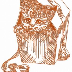 Kitten in a box 2 embroidery design