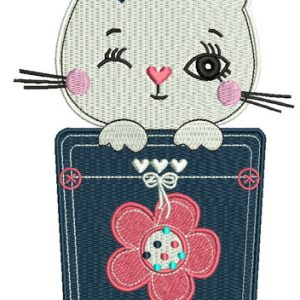 Kitten in pocket 2 embroidery design