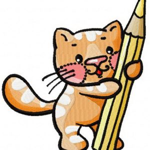Kitten painter embroidery design