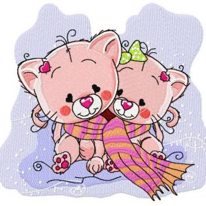 Kitten sisters embroidery design
