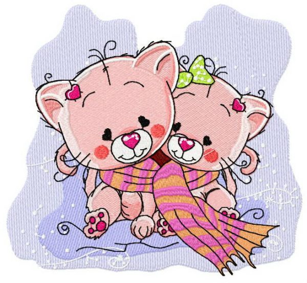 Kitten sisters embroidery design