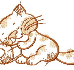 Kitten sleeping on pencil embroidery design