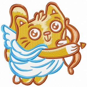 Kitten the cupid embroidery design