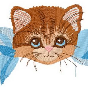 Kitten with bow 2 embroidery design