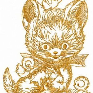 Kitten with chickens embroidery design