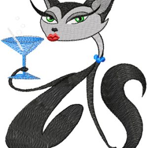 Glamour Kitty relax embroidery design