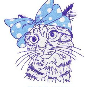 Kitty with polka-dot bow embroidery design