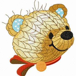 Knitted bear head embroidery design