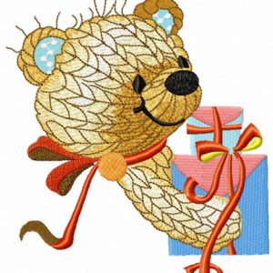 Knitted bear embroidery design