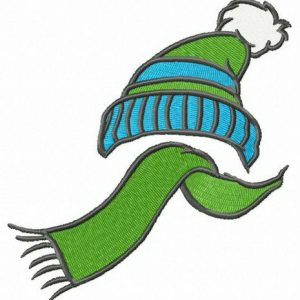 Knitted scarf and hat embroidery design