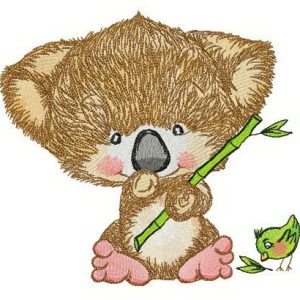 Koala and birdie embroidery design