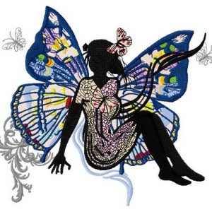 Lady butterfly embroidery design