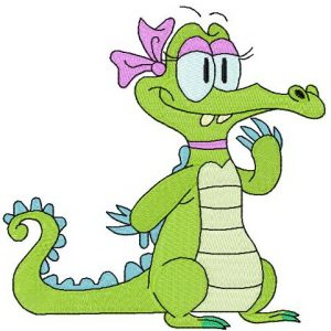 Lady crocodile embroidery design