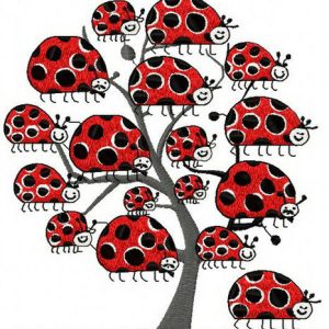 Ladybug tree embroidery design