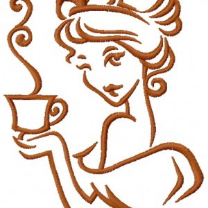 Lady's coffee break 2 embroidery design