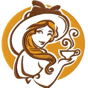 Lady's coffee break 3 embroidery design