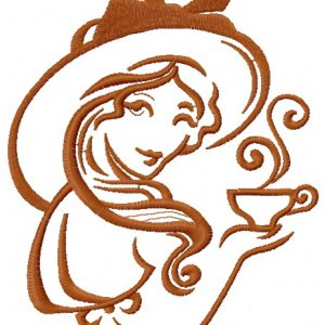 Lady's coffee break 4 embroidery design