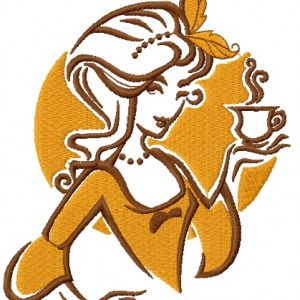Lady's coffee break 5 embroidery design