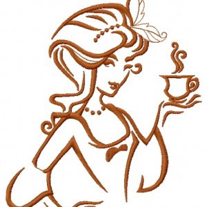 Lady's coffee break 6 embroidery design