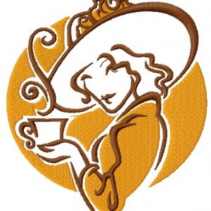 Lady's coffee break 7 embroidery design