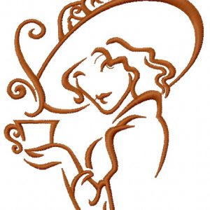 Lady's coffee break 8 embroidery design