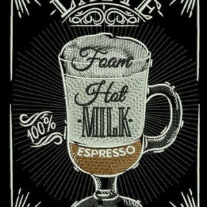 Latte recipe embroidery design